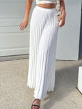 Ribbed Tank Top And Pleated Knitted Long Skirt Set