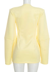 Balloon Sleeve V-Neck Blazer Dress