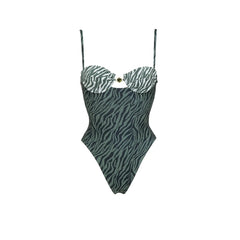 Zebra Print Bikini and Cover up Pants Two Piece Set
