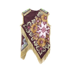 Boho patchwork sleeveless vest flat lay back view