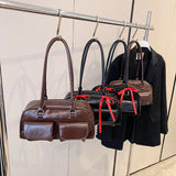 PU Leather Double Pockets Design Underarm Bag