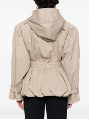 Belted Hooded Double Windbreaker Coat