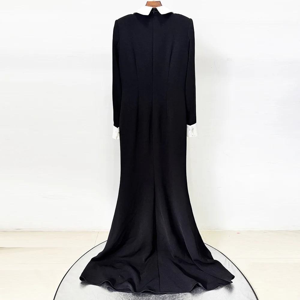 Black Beaded Collar Maxi Dress