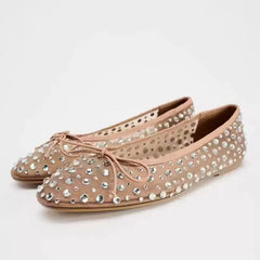 Crystal Embellished Mesh Ballet Flats