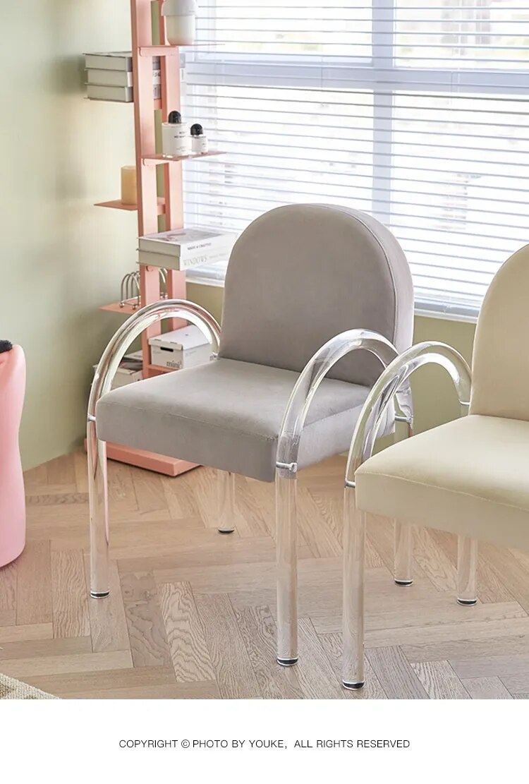Transparent Acrylic Dinning Chair with Backrest Armrest