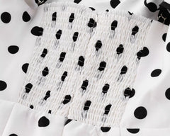 Polka Dot Off Shoulder Ruched Midi Dress