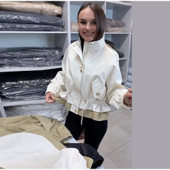 Drawstring Waist Epaulet Detail Jacket