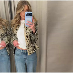 Faux Fur Spotted Print Jacket
