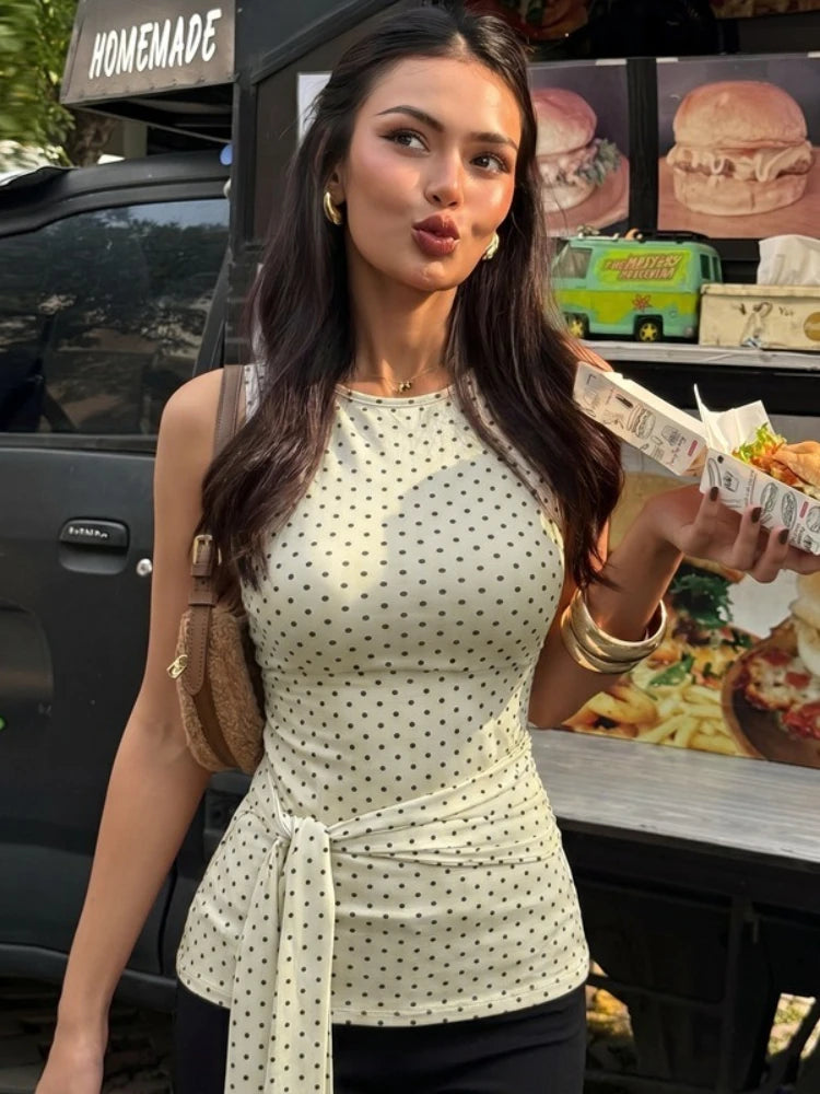 Polka dot sleeveless bandage top
