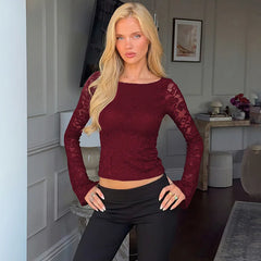 Lace Backless Tie Back Top