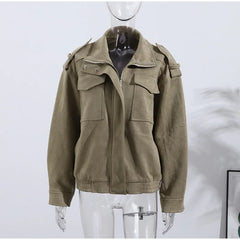 Stand Collar Suede Bomber Jacket