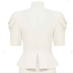 Stand Collar Peplum Jacket and Mini Skirt Set