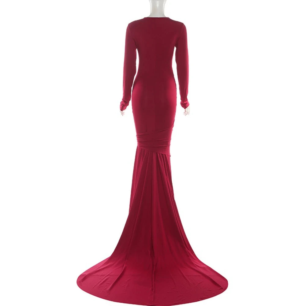 Red evening gown on a mannequin - back