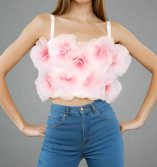 Women's Sleeveless 3D Flower Feather Tank Top