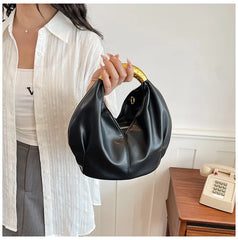 Metal Handle Soft PU Dumpling Shoulder Bag