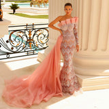 Mermaid Scalloped One Shoulder Formal Party Gown