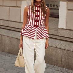 Striped Knot Peplum Top
