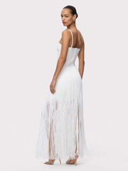 Spaghetti Strap Fringe Maxi Dress