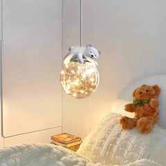 LED Pendant White Bear Bunny Lamp