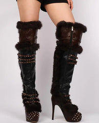 Over the Knee Fur Trim Platform Boots