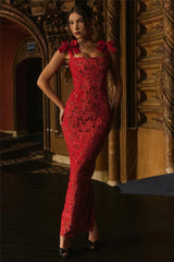  Women's lace dress with a bodycon fit and bow accents.