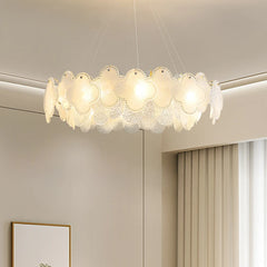 Modern White Glass Ceiling Chandeliers Nordic Designer Round Flower Petal LED Pendant Light Luster Suspension Luminaire. Golden Atelier 3