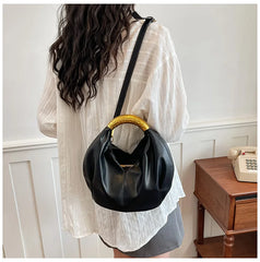 Metal Handle Soft PU Dumpling Shoulder Bag