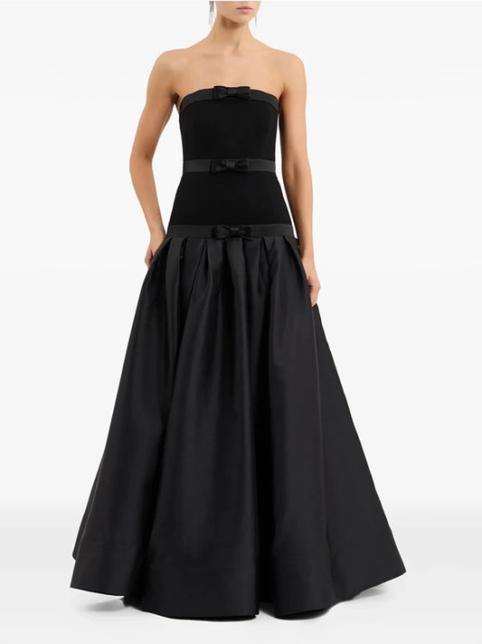 Strapless bow maxi dress