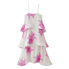 Floral Print Layered Midi Dress