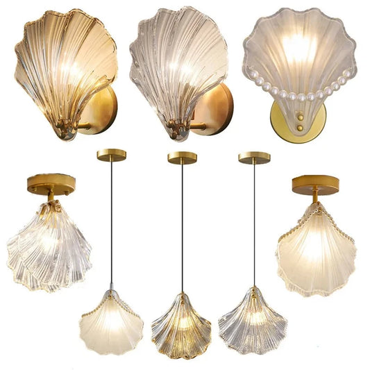 Sea Shell LED Wall Lamps Glass Lampshade Lustre