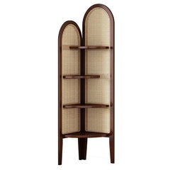 Rattan solid wood triple turning screen Corner Shelf