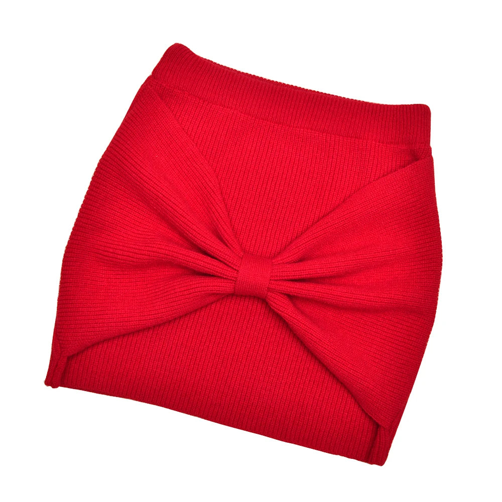 Red skirt with a large bow on a white background