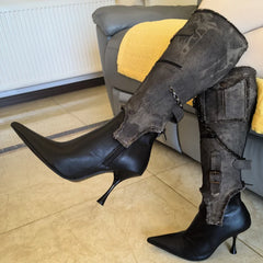 Pointed Belt Buckle Western Metal Chain Detachable Boots