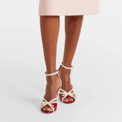 Butterfly Knot Ankle Strap Stiletto Heels