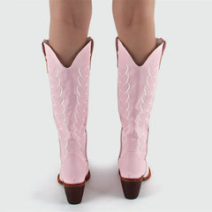 Heart Embroidery Pointed Toe Western Boots