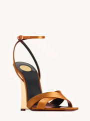 Wedge Gold Heel Ankle Strap Sandal
