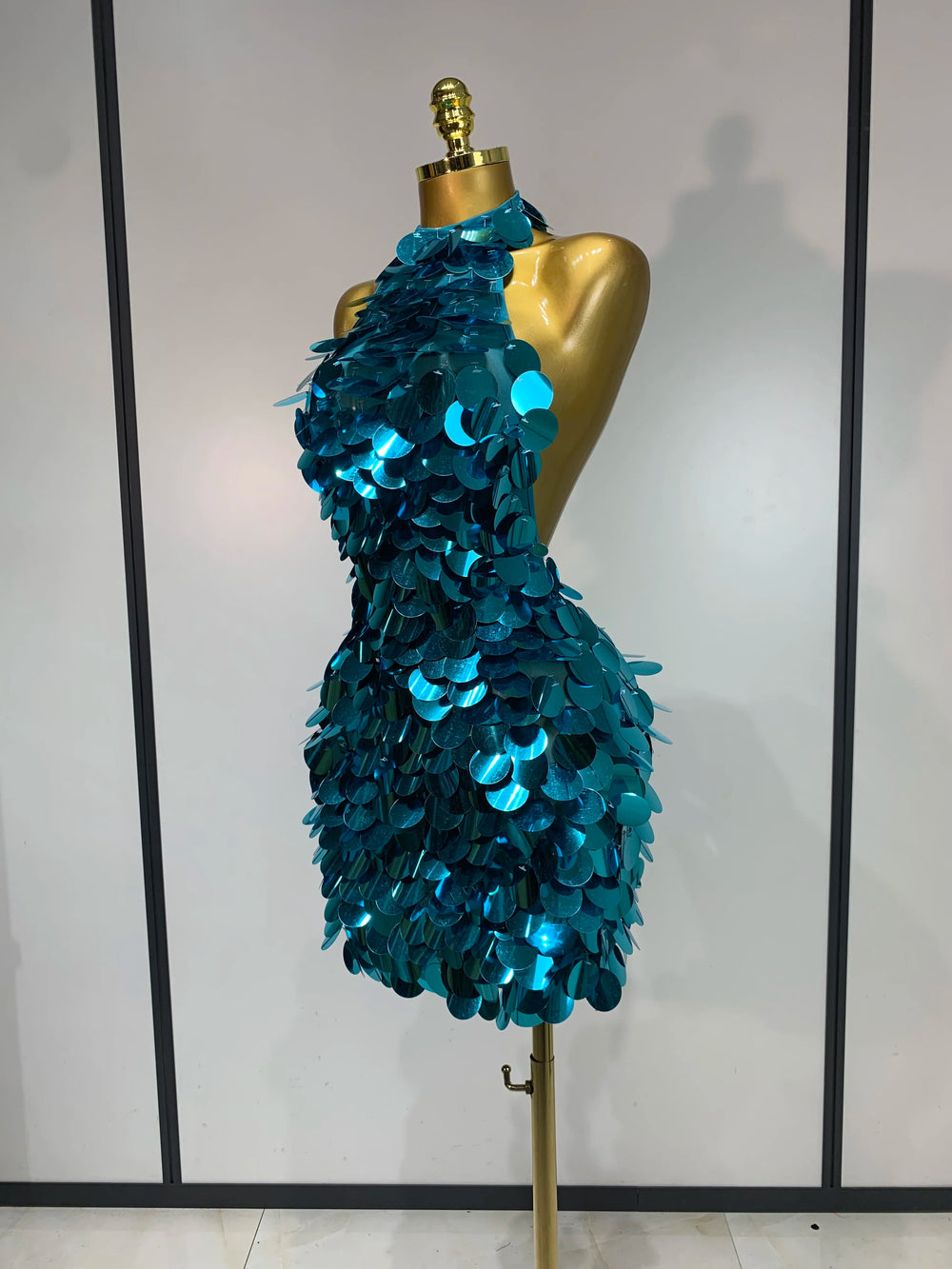 Halter Sequin Mini Dress side view