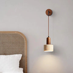 Wabi Sabi Natural Stone Peach Wood Color Led Wall Sconce Lights