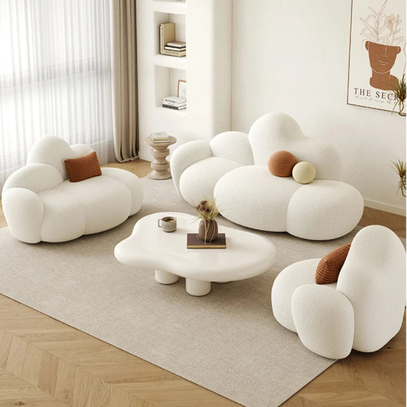White Cloud Sofas Fabric Corner Couch Floor Furniture
