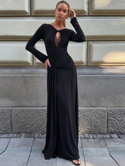 Twisted Neck Ruched Waist Maxi Dress