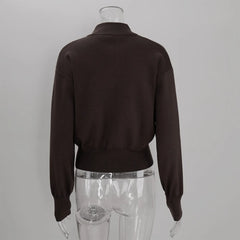 Zip Front Stand Collar Knit Jacket