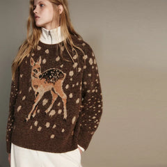 Animal Knit Crew Neck Sweater