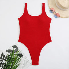 Ribbed High-Cut One-Piece Swimwear