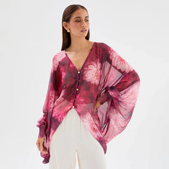 Floral print V-neck top