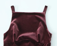 Velvet tank top with a bow detail on the back.