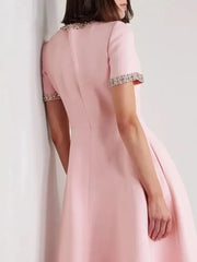 Diamond Edge Bowknot Short Sleeve Midi Dress