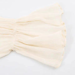 Stand collar knotted button flare sleeve blouse sleeve detail