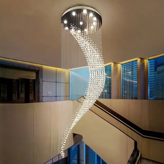 Crystal Chandelier Spiral Design Suspension Wire Ceiling Lamp