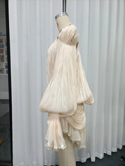 Off-the-Shoulder Pleated Asymmetrical Mini Dress