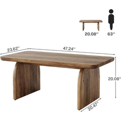 Wood coffee table with sturdy base, modern design, U.S. Origin.